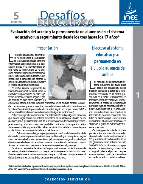 Evaluación del acceso y la permanencia de alumnos en el sistema educativo: un seguimiento desde los tres hasta los 17 años. No. 5