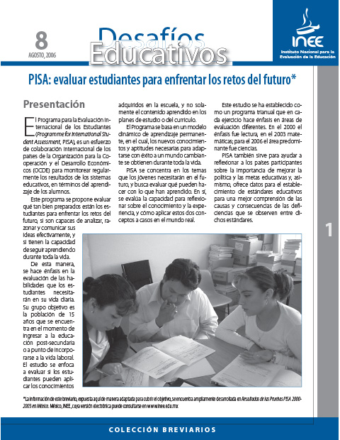 PISA evaluar estudiantes para enfrentar los retos del futuro. No. 8