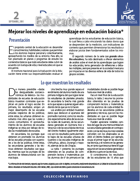 Mejorar los niveles de aprendizaje en educación básica. No. 2