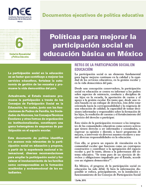 Políticas para mejorar la participación social en educación básica en México